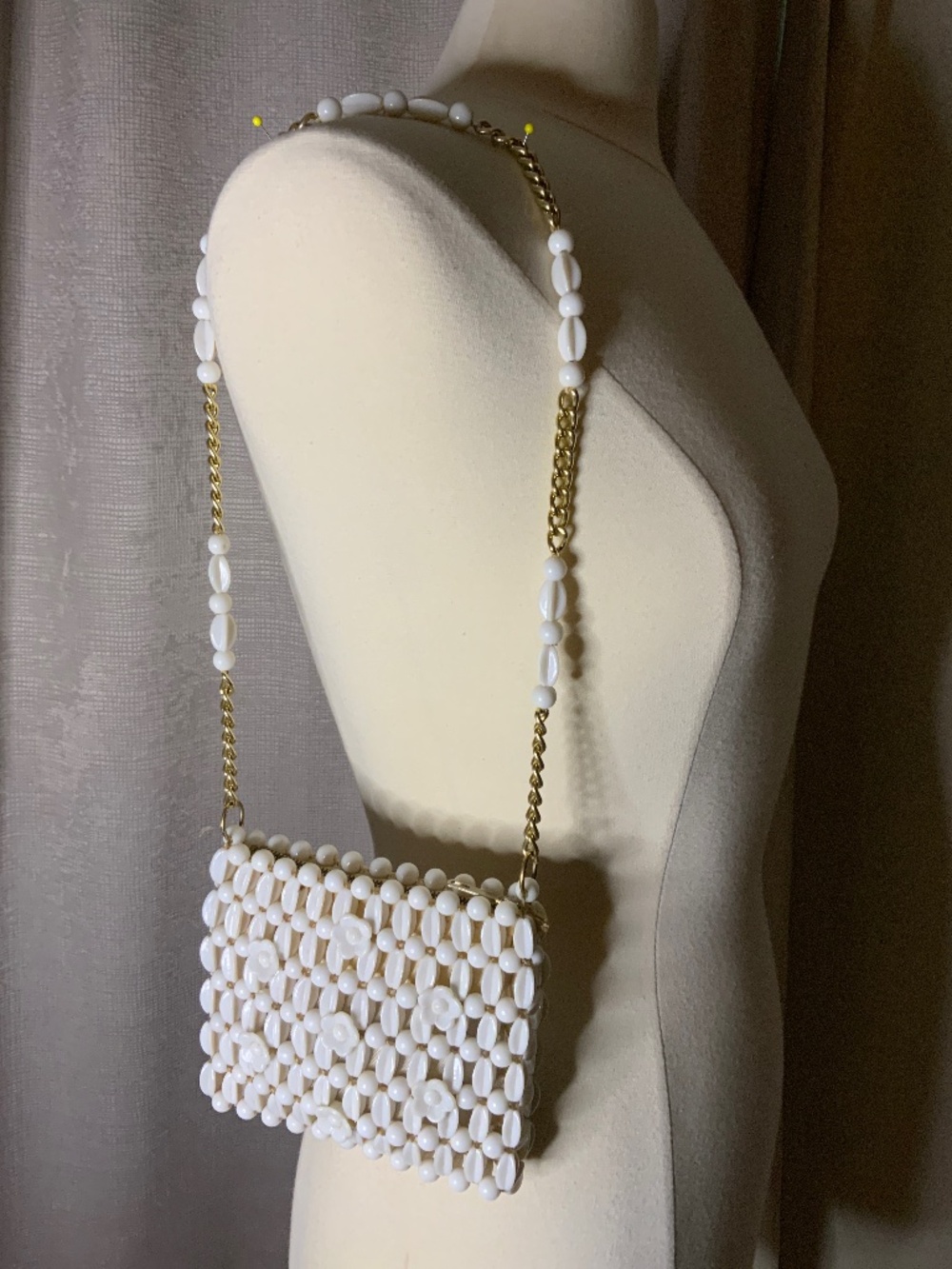 Vintage Hand-Beaded Flower Purse